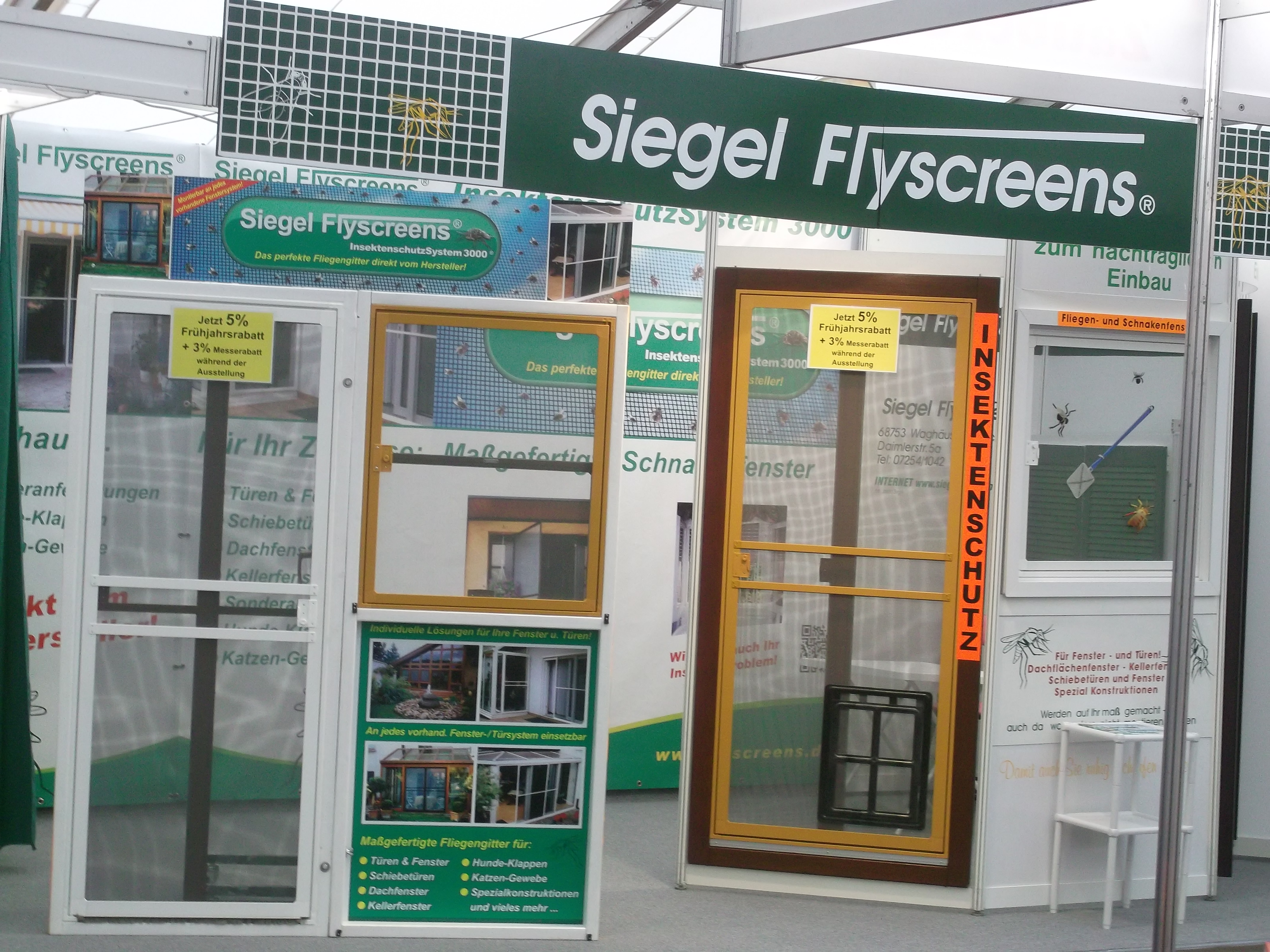 Siegel Flyscreens Ausstellungsstand